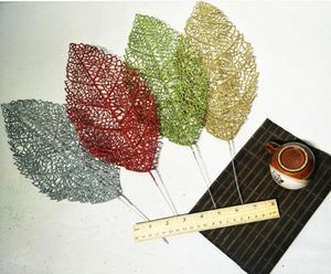 Design-4 20 Stück 40 cm Glitzerpulver Magnolie denudata Blatt Zweig Blumenarrangement für Weihnachtsfeier Baum Venun Hängedekoration