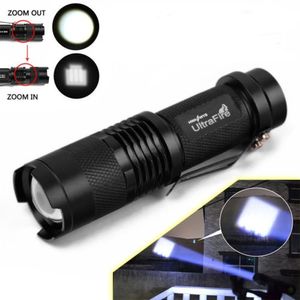 미니 Q5 방수 LED 손전등 300lumens 전술 알루미늄 3mode Zoomable Led Penlight 토치 라이트 벨트 클립 사용 AA / 14500