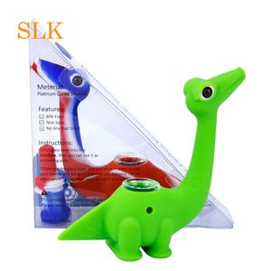 10 colors platinum cured bubbler smoking bowl silicone bong Siliclab dinosaur design mini bongs water pipe VS glass bubbler