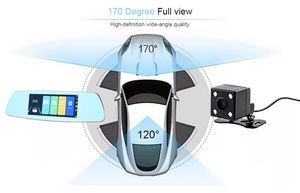 7" car DVR mirror recorder 2Ch driving camcorder auto registrator cam FHD 1080P 170° G-sensor loop recording motion detect parking monitor