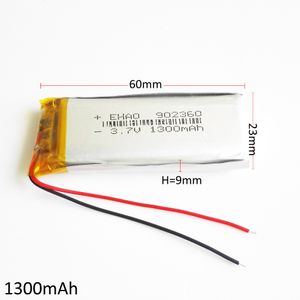 EHAO 902360 3.7V 1300mAh LiPo Rechargeable Battery Lithium Polymer cells cusomize For DVD PAD mobile phone GPS power bank Camera E-books