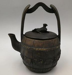 Chinese antiques collection brass handicraft decoration props 12 zodiac teapot