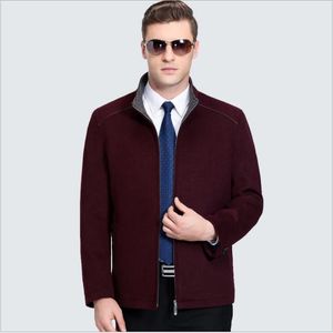 高品質の中年メンズカシミヤコートメンズウールのジャケット男性の襟シングルブレストウールの上着2019新しい秋冬