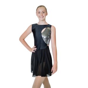 Dancer's Choices Black Ice Skating Modern Jazz Dance Shiny Nylon/Lycra Chiffon Ballet Leotard Dress Ladies Girls