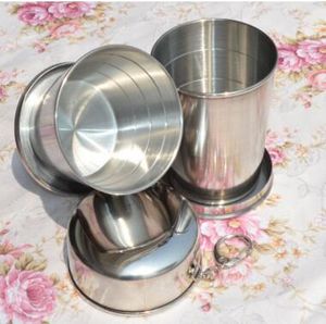 Wholesale hot sale 200pcs/lot 240ml 4 sections stainless steel Camping Telescopic water Cup