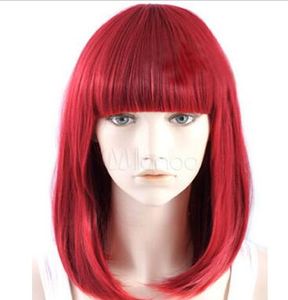 Wie menschliches Haar, modische, natürliche, charmante, beliebte, lange, gerade rote Perücke für Damen