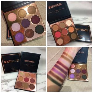 Beauty Glazed 9 Farben Lila Lidschatten-Palette Matt Diamant Glitzer Schimmer Textmarker Pallete Make-up Kosmetik Lidschatten 3 Stile Farbe