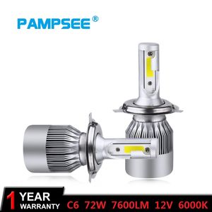 C6 H4 H7 LED Farol de Carro H1 H3 Luz H1 9005 HB4 9012 9007 H13 6000K 72W 8000LM em um carro