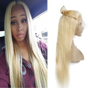 Top Quality Brazilian Straight Lace Front Human Hair Wigs With Baby Hair Brazilian 613# Blonde Glueless Full Lace Wigs For Black Women