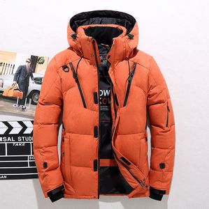 Winter new men's outdoor down jacket short thickened solid-colored men's down jacket with cap