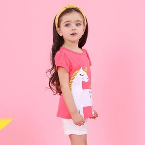 ベビーガールズ服幼児子供Tシャツトップス半袖コットンユニコーンシャツ子供女の子の柔らかいベスト夏服1~6T