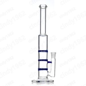 Dreischichtige Wabenglasbongs, gerader Typ, Wasserpfeife, Glasrohre, 12 Zoll, mit 14 mm Innengewinde