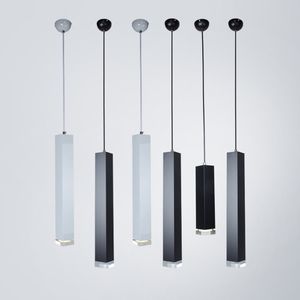 Tubo quadrado moderno Cristal de cristal LED sala de jantar teto luzes de pingente barra balcão pintado restaurante restaurante corredor lâmpadas de suspensão