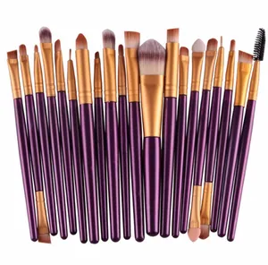 20 pçs/set New Natural Plastic Handle Cosmetics Makeup Brushes Set Cosmetics Tools Kit Powder Blush Brushes