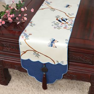 High End Luxury Thicken Modern Damask Table Runners for Wedding Christmas Party Decorations Silk Satin Table Cloth Rectangle 230x33 cm