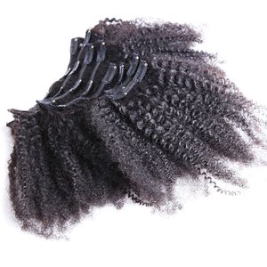 8pcs african american clip in human hair extensions 100g clip in natural curly brazilian hair extensions