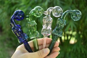Thick heady 14cm Colorful glass Smoking pipe with 90° beauty Handle Pipes Curved Mini Smoking oil burner Pipes