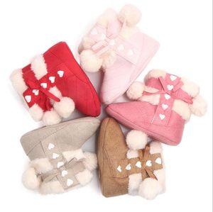 Baby Girl Hairball Booties Winter Warm Snow Boots Infant Toddler Warming Crib Shoes for Girls Children Kids