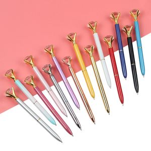 14 pcs kawaii caneta esferográfica grande gema caneta de bola de metal com grande diamante azul e preto moda mágica escolar material de escritório