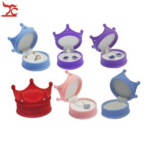 Fashion Small Cute Princess Velvet Ring Packaging Box Holder Earring Stud Crown shape Pendant Necklace Organizer Storage Gift Boxes Cases