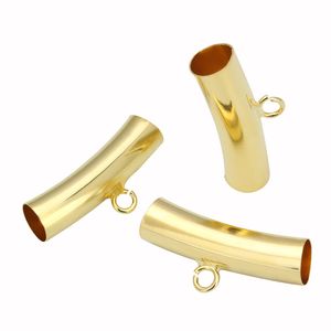 Wholesale tube beads for jewelry making resale online - XINYAO Hole mm Gold Color Necklace Pendants Connectors Curved Bail Tube Spacer Beads For DIY Jewelry Making F5322