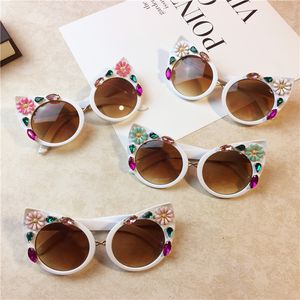 Luxus Damen Mode Sonnenbrille Retro Runde Kristall Blume Übergroße Frauen Handgemachte Sonnenbrille T-Show Strand Berufung