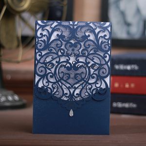 Laser Cut Wedding Invitations OEM in 41 Colors Customized Hollow With Beads Personalized Wedding Invitation Cards #BW-I0304