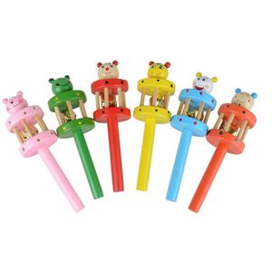 Baby Wooden Jingle Toys Bell Toy Cartoon Wooden Handbell Musical Developmental Instrument Gift for Kids Infant