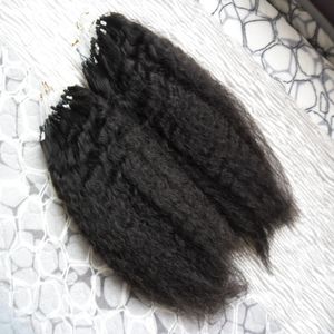 Yaki Cabelo grosso 100% Remy Humano Micro Link Extensões de Cabelo Humano 200g Kinky Em Linha Reta Brasileiro Virgem Remy Micro Loop Extensões de Cabelo Humano