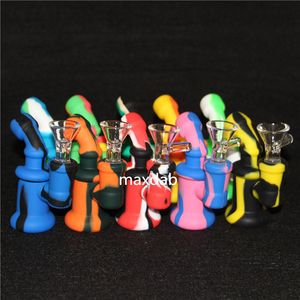 Wholesale Mini Silicone Rigs Dab Bongs Jar pipe Oil Drum water pipes bubbler bong 5ml containers