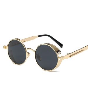 Erkek Yuvarlak Metal Sunglass UV400 Steampunk Bayan Moda Güneş Gözlükleri İçin Tasarımcı Retro Vintage Güneş Gözlüğü