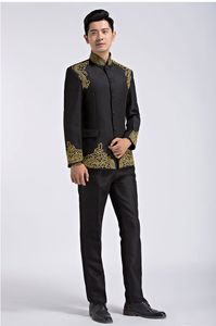 Traditionelle Herren-Tang-Anzug-Sets, männlich, langärmelig, Jacke + Hose, chinesischer Stil, bestickter Anzug, chinesische Tunika, ethnische Kleidung für Herren