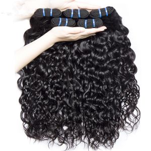 ELIBESS HAIR-Factory Supplier Water Wave Human Hair Bundle 5pcs 50g pcs Brazilian Non Remy Hair Weave Extention Natural Black