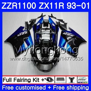 Kropp för Kawasaki ZX 11R ZX11R 93 94 95 96 97 206HM.0 ZZR 1100 ZX11 R ZZR1100 ZX-11R 1993 1994 1995 1996 Fairings Factory Blue