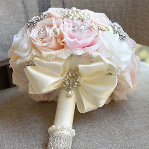 European Style Bridal Bouqets High Quality Wedding Bouquet 25 25cm Sparkling Crystal with Pearls Eye Catching wedding accessories254I