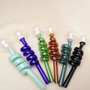 glass twist oil burner pipe curved spiral glass oil smoking pipes 140mm multicolor burner pipe