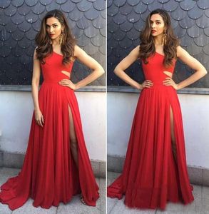 Red One Shoulder A-Line Evening Dresses Side Split Prom Gowns Back Zipper Tiered Ruffle Custom Made Vestidos De Noiva