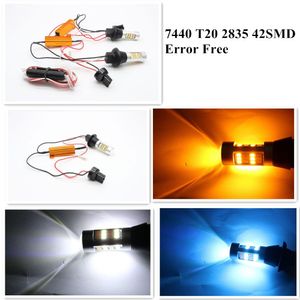 Error Free 12V T20 7440 7443 1156 1157 3156 3157 2835 42SMD Double Color Turning Reversing Brake Light Auto Led Bulb Lamp For Car Motorcycle