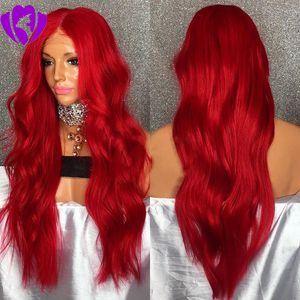 Voorraad 30 inch lange rode synthetische haarkant hittebestendig haar body wave blond/roze/bruin/wit/zwart beschikbaar vrouwen pruik
