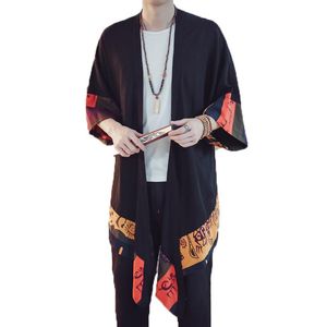 Men Cotton Linen Long Cardigan Trench Coat Outerwear Men Fashion Casual Loose Kimono Jacket Overcoat