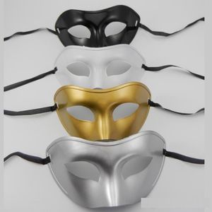 Herren-Maskerade-Maske, Kostüm, venezianische Masken, Maskerade-Masken, Kunststoff-Halbgesichtsmaske, optional, mehrfarbig (Schwarz, Weiß, Gold, Silber), DHL