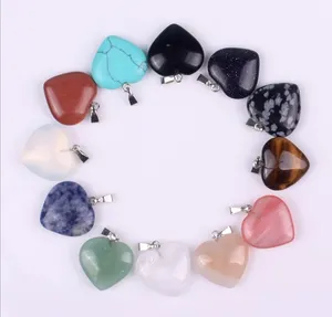 Природные белые кристалл персик сердца кулон ожерелья Druzy12 цвета агата нержавеющие цепи или цепь из искусственной кожи