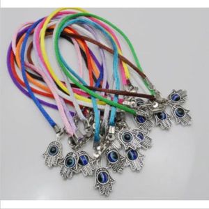 30 sztuk / partia Mieszane Hamsa Hand Evil Eye String Bransoletki Lucky Charms Wisiorek Skóra