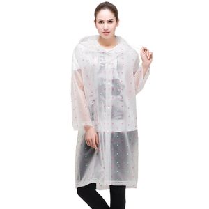 Outdoor adult Hiking raincoat Men and women fashion semi transparent frosted EVA Rainwear Waterproof Poncho Rain Coat