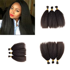 Kinky Straight Hair Bulk Malaysian Peruvian Human Hair Bulk For Braiding 3 Bundles Bulk Hair Large Stock FDSHINE