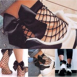 calze a rete con fiocco bowknot New Fashion Hollow Out low Soxs Popular Chic Thin Bow Punk Cool Mesh Calze corte Calze a rete