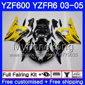 Gelbe Flammen-Karosserie für Yamaha YZF-600 YZF-R6 03 YZF R6 2003 2004 2005 Karosserie 228HM.47 YZF 600 R 6 YZF600 YZFR6 03 04 05 Verkleidungsset