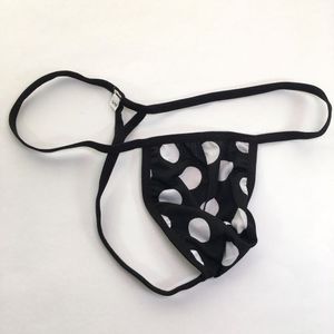 Mens G-string pouch Low Rise String Posing Thong Contoured Pouch Triangle back G7994 stretchy Underwear Dots Black white
