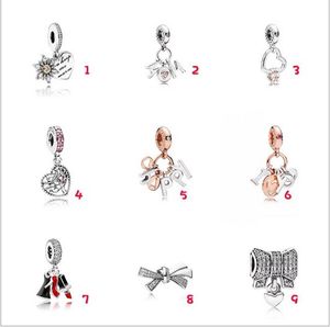 Fashion 20Pcs Family Tree Bowknot Mom Happy Love High-heel shoe Charm Sterling Silver European Charms Bead Fit Pandora Bracelets DIY Jewelry