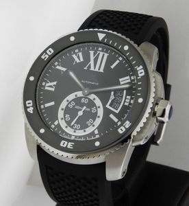 Luxuriöse hochwertige Herrenuhr Calibre de Diver W7100056 aus Edelstahl mit automatischem mechanischem Uhrwerk. NAGELNEUE Herrenarmbanduhr mit Gummiband
